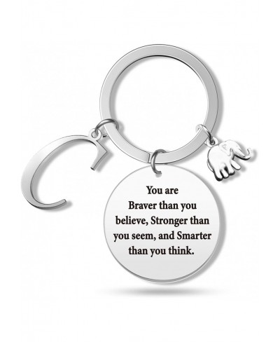 Elephant Keychain with Initial Elephant Charm You are Braver Elephant Gift for Women Girl $12.24 Pendants & Coins