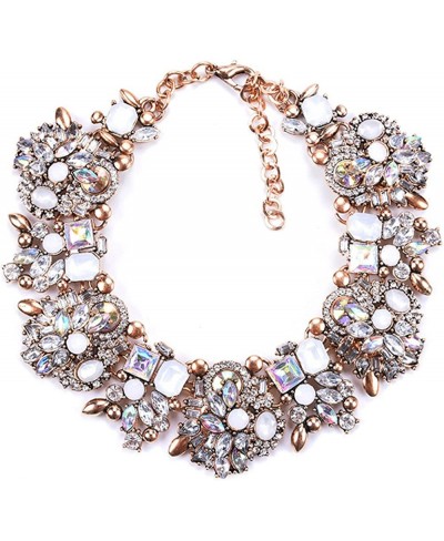 Bib Statement Necklace Colorful Glass Crystal Collar Choker Necklace for Women Fashion Accessories $15.17 Collars