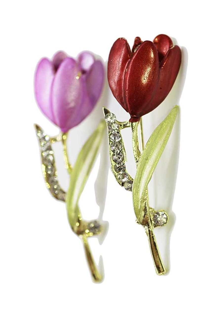 Tulip Flower Brooch Pin Rose Flower Brooches Suit Breastpin for Women Girls JW75 $11.83 Brooches & Pins