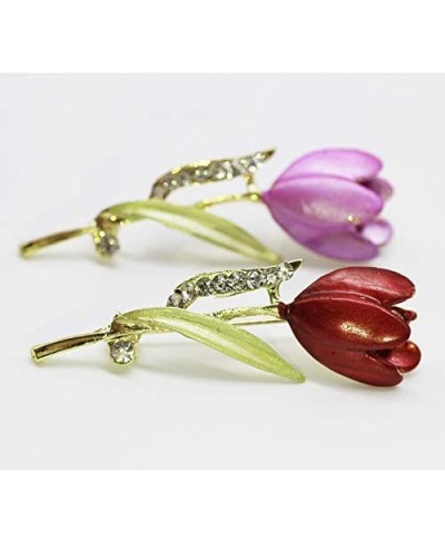 Tulip Flower Brooch Pin Rose Flower Brooches Suit Breastpin for Women Girls JW75 $11.83 Brooches & Pins