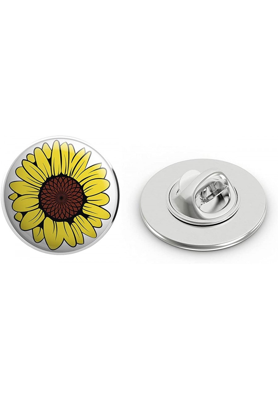 Simple Pretty Yellow Sunflower Cartoon Round Metal 0.75" Lapel Pin Hat Shirt Pin Tie Tack Pinback $11.16 Brooches & Pins