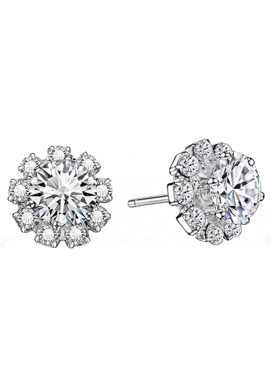 Fashion Simple Zircon Stud Earrings Exquisite Rhinestone Flower Earrings Ear Hoop Jewelry for Womens Girls $8.47 Cuffs & Wraps