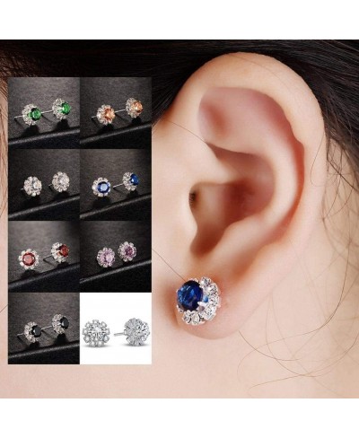 Fashion Simple Zircon Stud Earrings Exquisite Rhinestone Flower Earrings Ear Hoop Jewelry for Womens Girls $8.47 Cuffs & Wraps