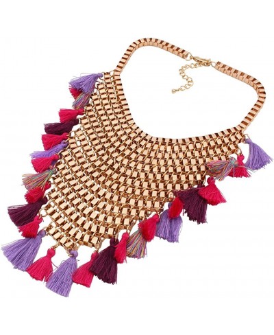 Women's Gold Plated Charming Necklace Tassels Chunky Bib Statement Choker Collar Necklace $20.03 Chokers