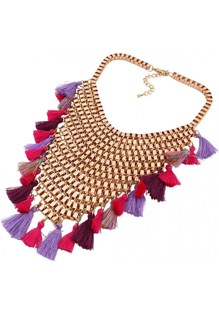 Women's Gold Plated Charming Necklace Tassels Chunky Bib Statement Choker Collar Necklace $20.03 Chokers