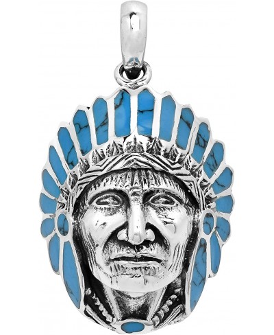 Native American Style Simulated Blue Turquoise .925 Sterling Silver Pendant $49.86 Pendants & Coins