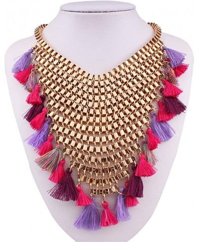 Women's Gold Plated Charming Necklace Tassels Chunky Bib Statement Choker Collar Necklace $20.03 Chokers