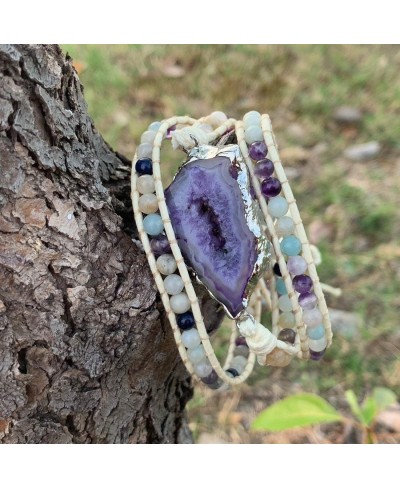 3 Wrap Handmade Bracelet for Women Friendsip Bead Natural Agate Stone Bracelet Collection $16.27 Wrap