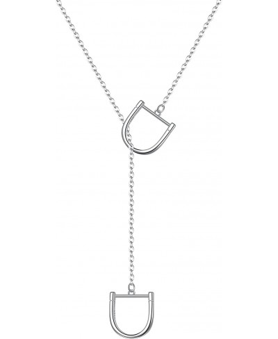 Lucky Horseshoe Lariat Necklace 925 Sterling Silver Dainty 2 Horse Stirrup Pendant Y Necklace $20.11 Y-Necklaces