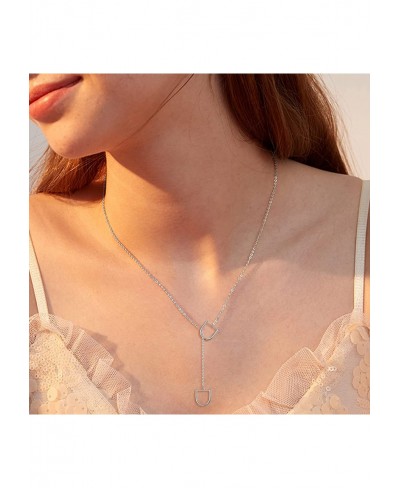 Lucky Horseshoe Lariat Necklace 925 Sterling Silver Dainty 2 Horse Stirrup Pendant Y Necklace $20.11 Y-Necklaces