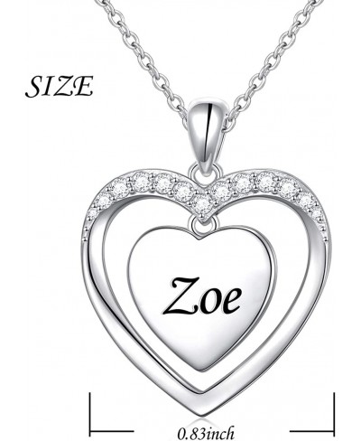 Sterling Silver Heart Personalized Custom Name Necklace Script Initial Nameplate I Love You to the Moon and Back Necklace Jew...