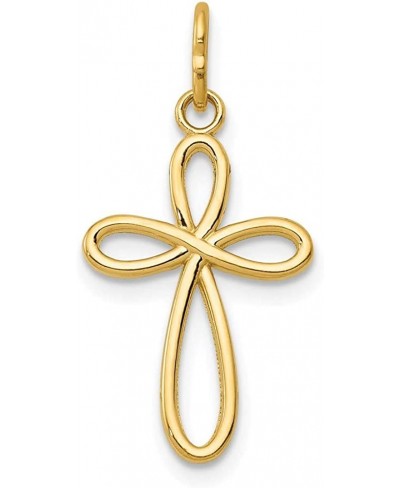 14k Gold Polished Small Ribbon Cross Pendant 23mm 11.5mm style XR1451 $45.75 Pendants & Coins