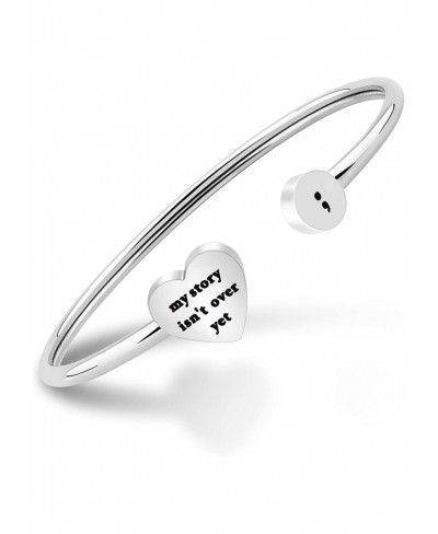 My Story isn't Over Yet Open Cuff Bracelet Semicolon Bracelet Suicide Prevention Jewelry $16.93 Cuff