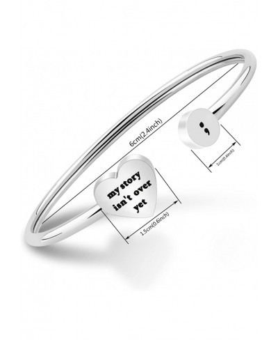 My Story isn't Over Yet Open Cuff Bracelet Semicolon Bracelet Suicide Prevention Jewelry $16.93 Cuff