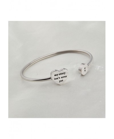 My Story isn't Over Yet Open Cuff Bracelet Semicolon Bracelet Suicide Prevention Jewelry $16.93 Cuff