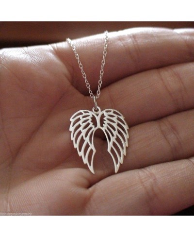 Sterling Silver Angel Wings Outline Pendant Necklace 18" Cable Chain $40.03 Pendants & Coins