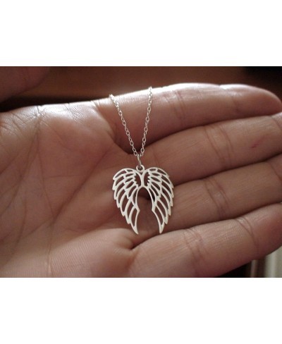 Sterling Silver Angel Wings Outline Pendant Necklace 18" Cable Chain $40.03 Pendants & Coins