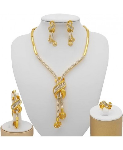 Dubai Gold Color Jewelry Sets African Indian Wedding Bridal Wife Gifts Necklace Bracelet Earrings Ring Jewelery for Women (Co...