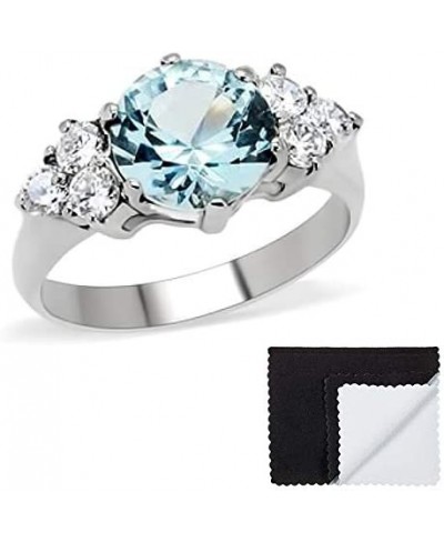 Stainless Steel Aqua Round Cubic Zirconia Promise Ring $23.91 Promise Rings