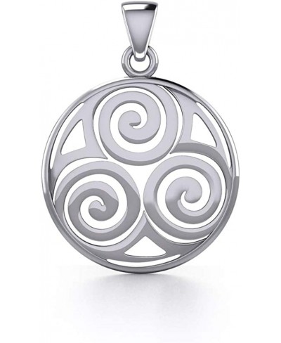 Celtic Spiral Trinity Knot Sterling Silver Pendant $38.90 Pendants & Coins