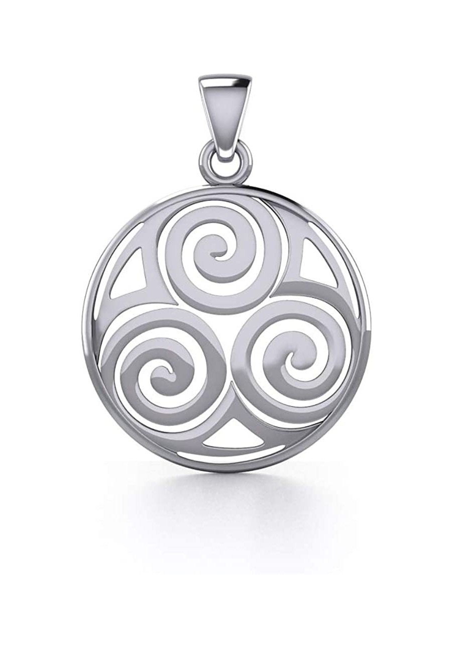 Celtic Spiral Trinity Knot Sterling Silver Pendant $38.90 Pendants & Coins