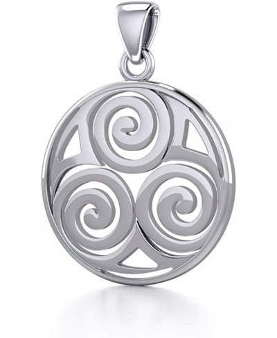 Celtic Spiral Trinity Knot Sterling Silver Pendant $38.90 Pendants & Coins