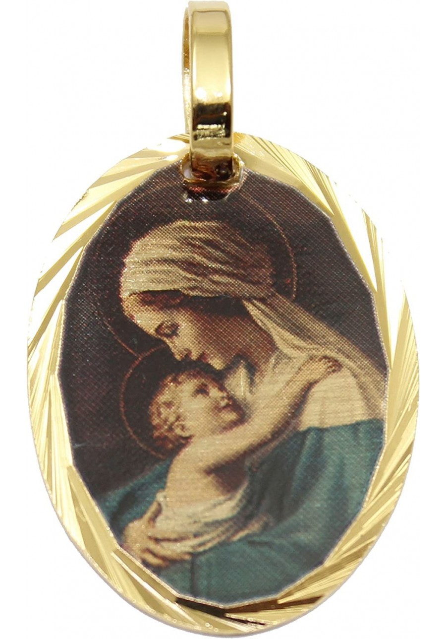 Madonna con Turbante 14k Gold Plated Medal with 18 Inch Chain - Virgen Mary with Baby $18.01 Pendants & Coins