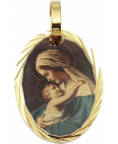 Madonna con Turbante 14k Gold Plated Medal with 18 Inch Chain - Virgen Mary with Baby $18.01 Pendants & Coins