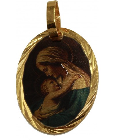 Madonna con Turbante 14k Gold Plated Medal with 18 Inch Chain - Virgen Mary with Baby $18.01 Pendants & Coins