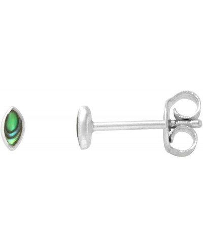 Dainty Sterling Silver Inlaid Stone Marquise Stud Earrings Nose Studs Shape 5/32 inch (4mm) tall $15.68 Stud