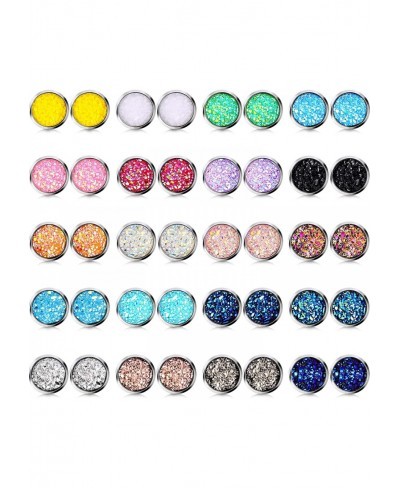 20 Pairs Druzy Stud Earrings Set Stainless Steel Round Earrings Pierced Earrings Jewelry for Women Girls $14.90 Stud