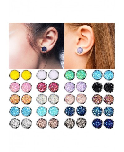 20 Pairs Druzy Stud Earrings Set Stainless Steel Round Earrings Pierced Earrings Jewelry for Women Girls $14.90 Stud