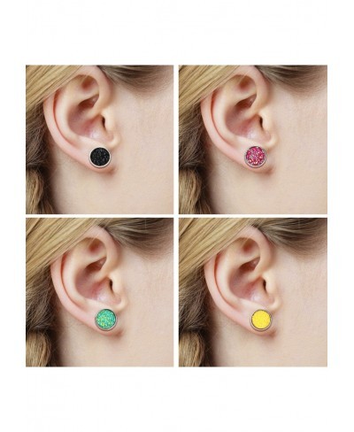 20 Pairs Druzy Stud Earrings Set Stainless Steel Round Earrings Pierced Earrings Jewelry for Women Girls $14.90 Stud