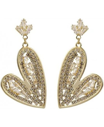 Fashion Women Full Rhinestoes Heart Love Earrings Hand Chain Drop Dangle Earrings Jewelry for Women and Girls $10.31 Drop & D...