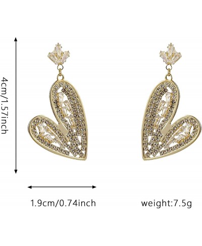 Fashion Women Full Rhinestoes Heart Love Earrings Hand Chain Drop Dangle Earrings Jewelry for Women and Girls $10.31 Drop & D...