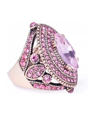 Women Ring - 32mm Turkish Style Pink Gemstone Vintage Ring Women Jewelry J0769PINK $13.35 Statement