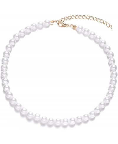 Round Imitation Pearl Necklace Wedding Bride White Pearl Necklace-Diameter of Pearl 8mm gold $7.12 Pearl Strands