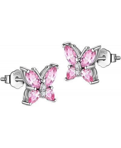 925 Sterling Silver Birthstone Butterfly Jewelry Women Crystal Animal Cute Butterflies Birthday Necklace/Earring/Ring/Bracele...