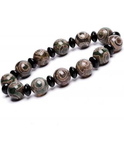 Round Grey Tibetan Dzi Beads Bracelet Mala Beads Amulet Bangle Attract Good Luck $18.65 Strand