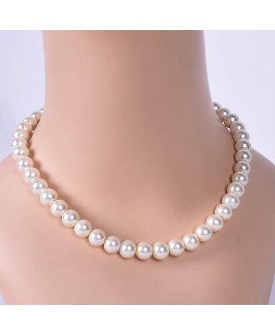 Round Imitation Pearl Necklace Wedding Bride White Pearl Necklace-Diameter of Pearl 8mm gold $7.12 Pearl Strands