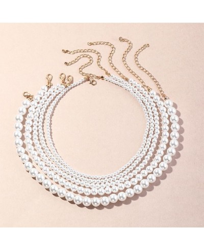 Round Imitation Pearl Necklace Wedding Bride White Pearl Necklace-Diameter of Pearl 8mm gold $7.12 Pearl Strands