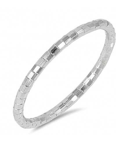 925 Sterling Silver Diamond Cut Band Stackable Ring $11.85 Bands