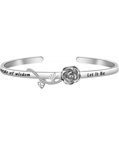 Whisper Words of Wisdom Let It Be Rose Cuff Bracelet Inspirational Gift for Woman Best Friend $11.09 Bangle