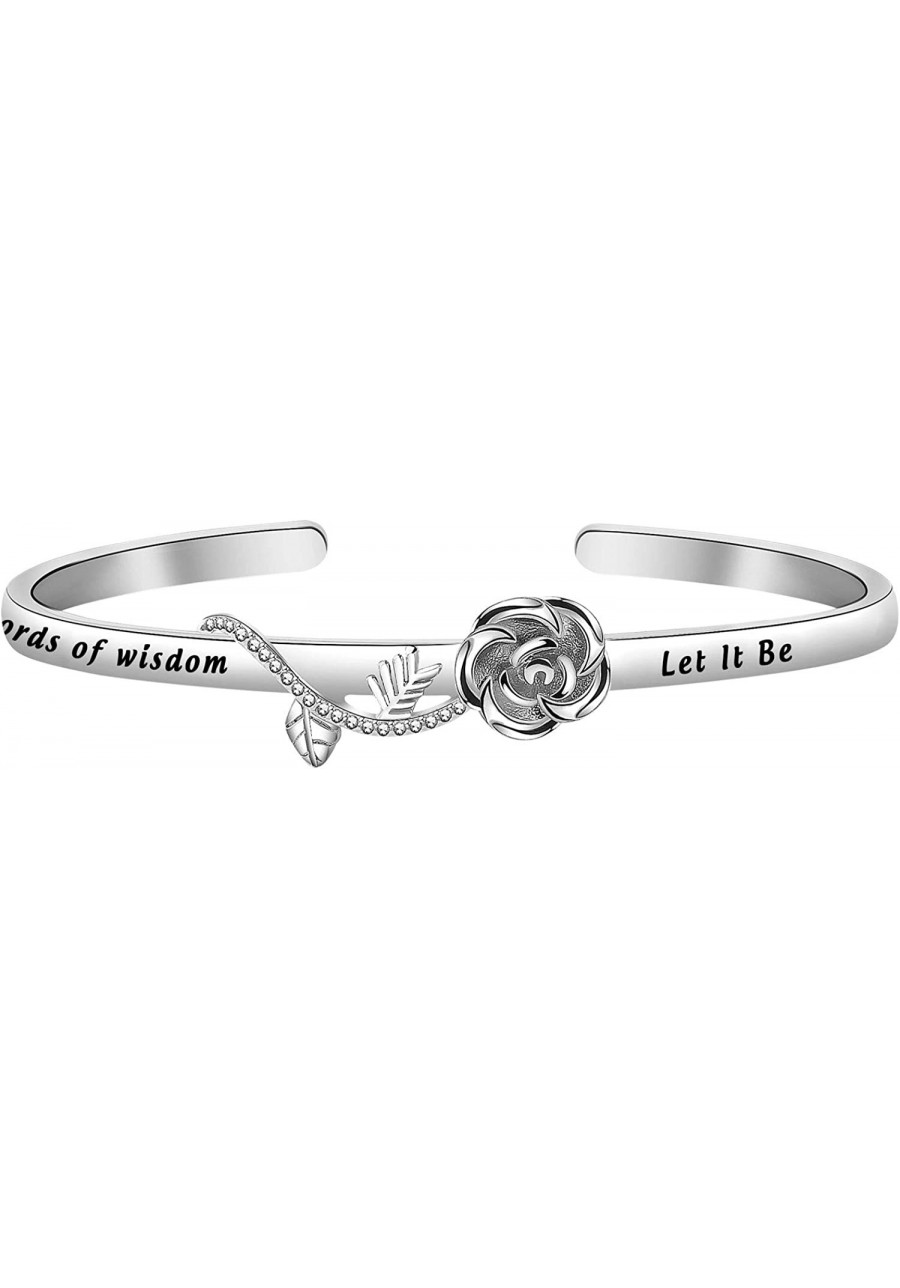 Whisper Words of Wisdom Let It Be Rose Cuff Bracelet Inspirational Gift for Woman Best Friend $11.09 Bangle