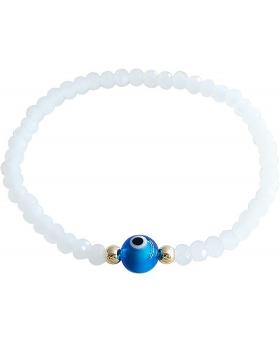 Evil Eye Crystal Bead Bracelet Freshwater Pearl Amulet Protection Good Luck Bracelet For Women Teen Girls - Inner Circumferen...