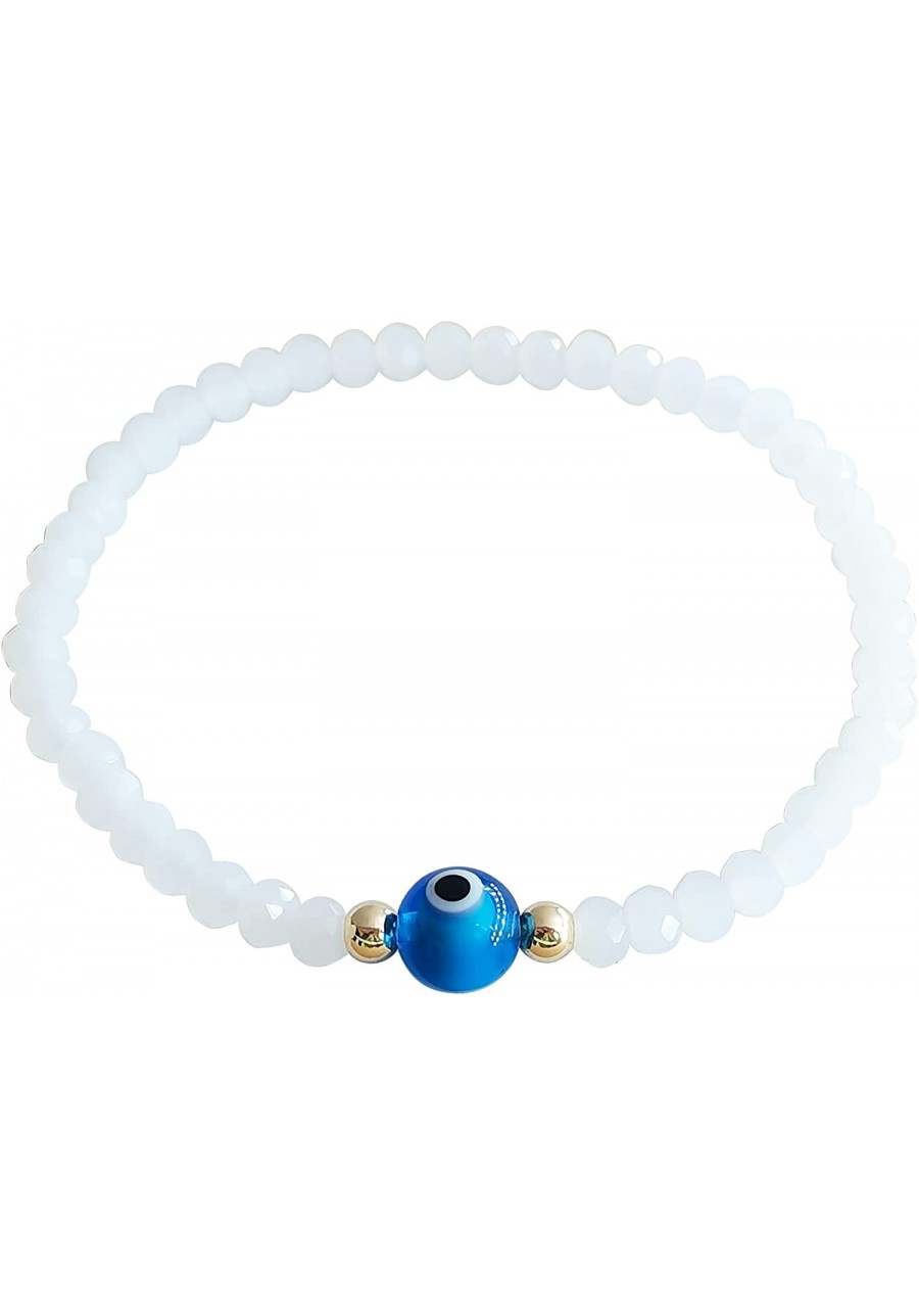 Evil Eye Crystal Bead Bracelet Freshwater Pearl Amulet Protection Good Luck Bracelet For Women Teen Girls - Inner Circumferen...