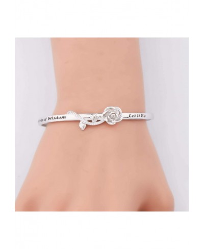 Whisper Words of Wisdom Let It Be Rose Cuff Bracelet Inspirational Gift for Woman Best Friend $11.09 Bangle