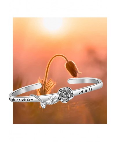 Whisper Words of Wisdom Let It Be Rose Cuff Bracelet Inspirational Gift for Woman Best Friend $11.09 Bangle