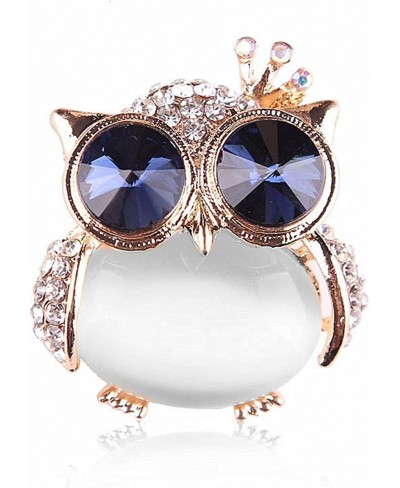 Women's Cute Gold Plated Crystal Rhinestone Big Blue Eye Owl Fashion Brooch Pins Jewelry Gift White 2.75''x3.93''x0.59'' $8.3...
