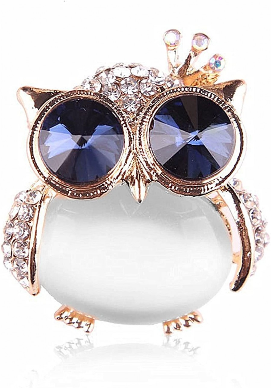 Women's Cute Gold Plated Crystal Rhinestone Big Blue Eye Owl Fashion Brooch Pins Jewelry Gift White 2.75''x3.93''x0.59'' $8.3...